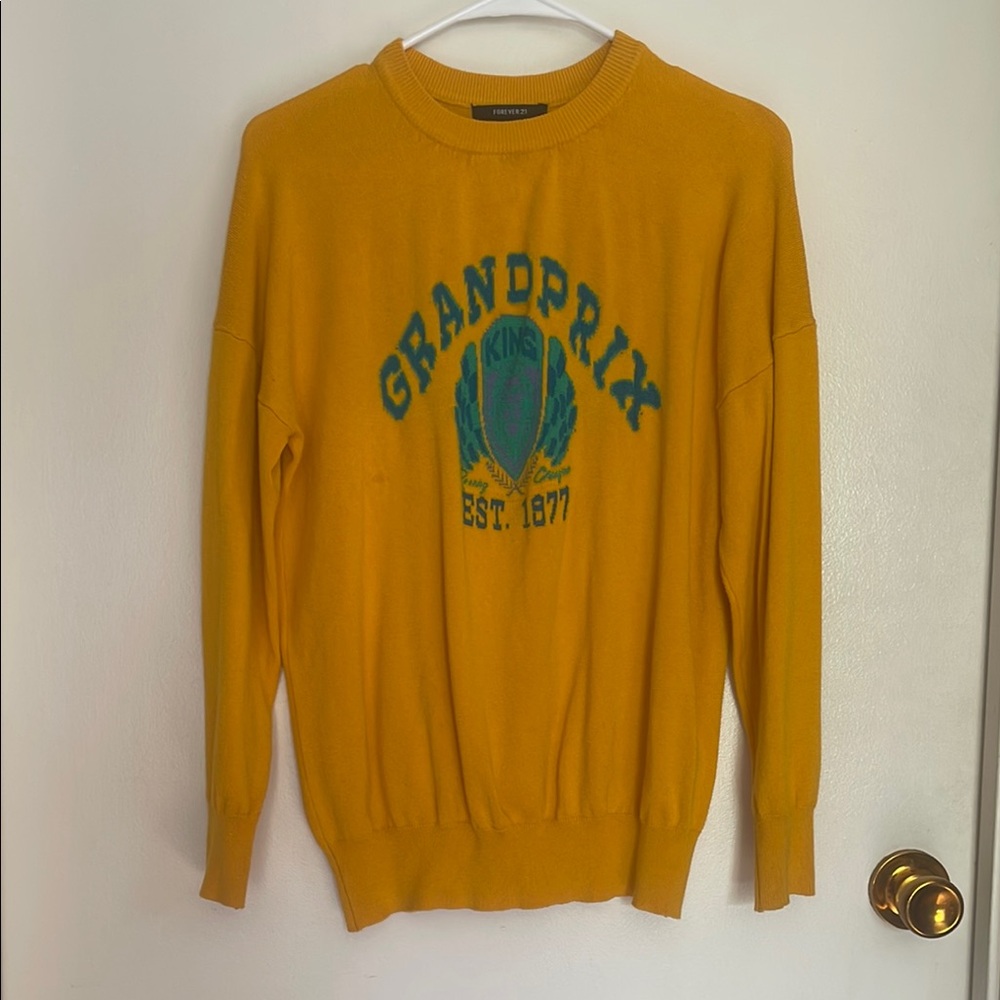 Forever 21 Yellow Sweatshirt with Sporty Graphics